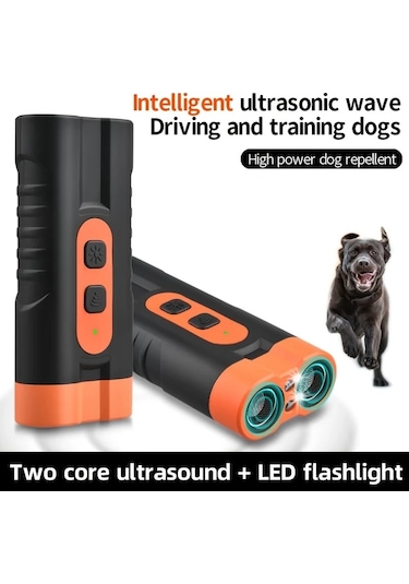 Willowhaven 1 Adet Led Fenerli Çift Çekirdek Yüksek Güçlü Ultrasonik Köpek Kovucu Usb Şarj Edilebilir Taşınabilir Evcil Hayvan Eğitim Aleti Dış Mekan Kullanımı İçin