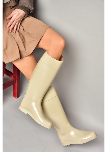 Fox Shoes T858712109 Bej Yağmur Çizmesi Bej-suni Deri Bej
