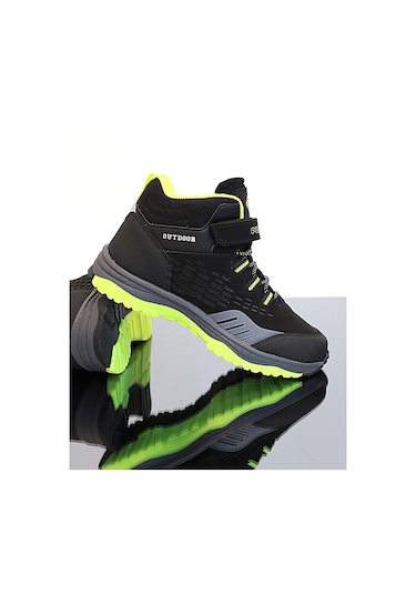 Kidessa 1767 Anatomik Tabanlı Bantlı Çocuk Trekking Spor Bot Siyah Çok Renkli