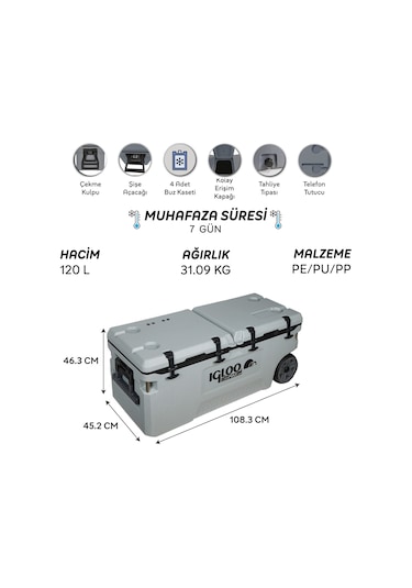 Igloo Coremax 120 Tekerlekli Buzluk 120 Litre Bej