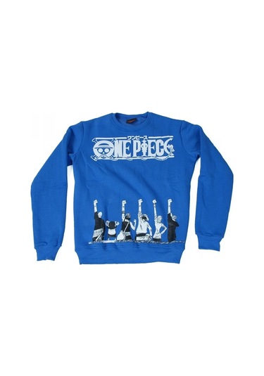 One Piece Raise Fist Sweatshirt Mavi Çok Renkli