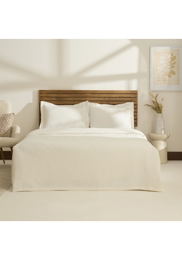 Kaşmir Home Serenty Çift Kişilik Yatak Örtüsü Takımı Offwhite Beyaz
