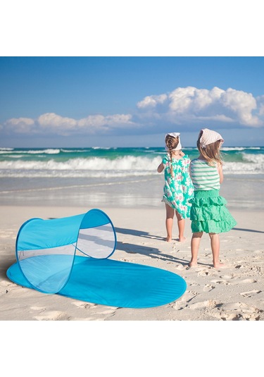 Xiyyadms Hızlı Açılır Mavi Çocuk Çadırı - İki Taraflı Ağ Desenli, 2-3 Çocuk Kapasiteli, İç/diş Mekan Kullanıma Uygun, Taşınabilir Depolama Çantası Dahil Açık Mavi