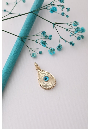 14 Ayar Altın Damla Göz Kolye Ucu