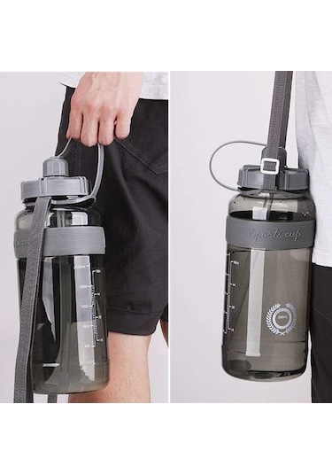 1L 2L 1.5 Litre Spor Plastik Su Içme Şişesi Için 1000Ml Bpa Ücretsiz Spor Içme Suyu Şişesi Saman Kayış-1000Ml Yeşil