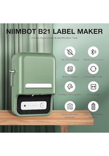 Niimbot B21S Bluetooth Taşınabilir Termal Etiket Yazıcı Yeşil