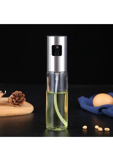 Hfambition Günlük Kullanıma Uygun Cam Ve Paslanmaz Çelik Sprey Yağ Şişesi - Sağlıklı Pişirme Ve Barbekü İçin 100ml Uzay Gümüşü Çok Renkli