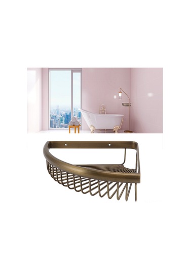 Hangfox Banyo Köşe Rafı, Bronz Antik拉丝, Tek Katlı Depolama Sepeti, Duvar Montajlı, Dayanıklı Malzeme, Shampoo Ve Sabun İçin Diğer