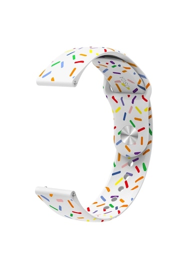 Sones Samsung Galaxy Uyumlu Watch Active 2 40mm / 44mm Spor Gökkuşağı Noktaları Silikon Toka Saat Kordonu