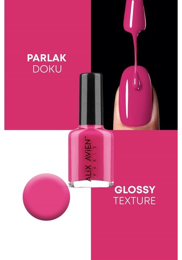 Alix Avien Fuşya Oje 102 Yüksek Pigmentli Uzun Süreli Kalıcılık Hızlı Kuruma Nail Lacquer 102