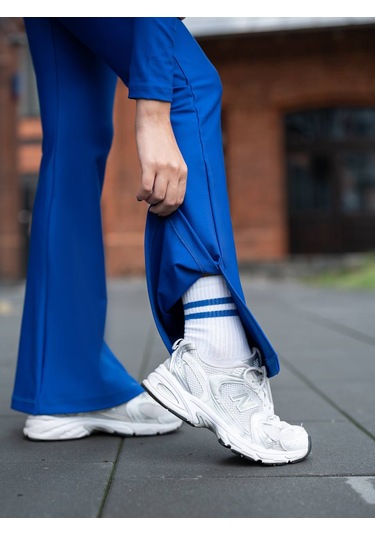 Saks Mavi Yırtmaçlı İspanyol Paça Spor Tayt