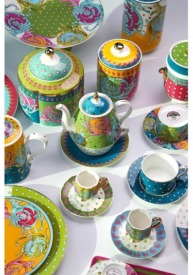 Lucky Art Estelle Bone 4'lü Kahve Fincanı Seti Çok Renkli