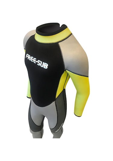 Free-Sub 3mm Çocuk Sörf Scuba Tüplü Dalış Elbisesi Wetsuit Yellow
