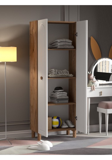 Bohem 2 Kapaklı Gardırop Mdf Kapak Ceviz