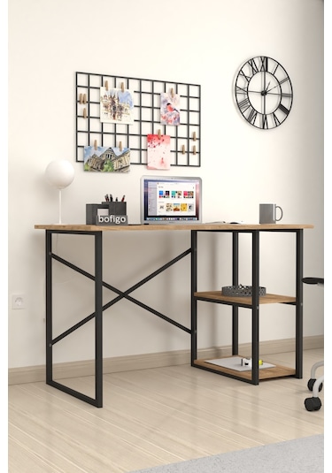 Bofigo 2 Raflı Çalışma Bilgisayar Masası 60 x 120 CM Çam