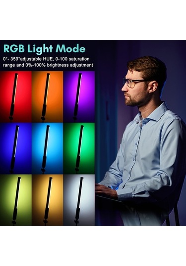 Moly 1200mah Rgb El Feneri 3000k-6000k 76 Led Crı 85ra Type-c 2000lm Parlaklık Ayarı Siyah Siyah