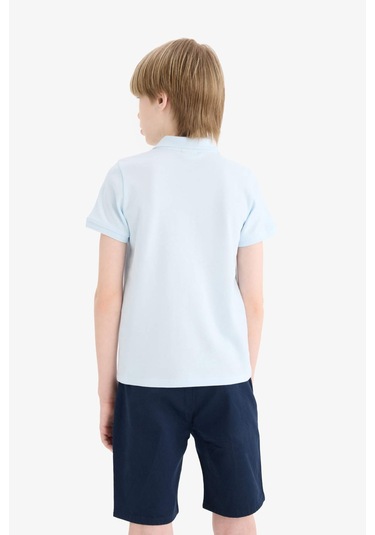 Defacto Erkek Çocuk Polo Yaka Basic Düz Pike Tişört K1689a625aube773 Mavi