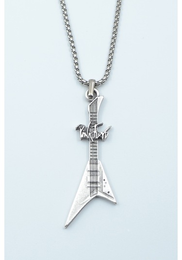 Pink Floyd Elektro Gitar Örme Zincir Kolye Gümüş