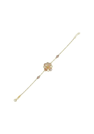 Pembe Beyaz Sedefli Rosella Altın Bileklik