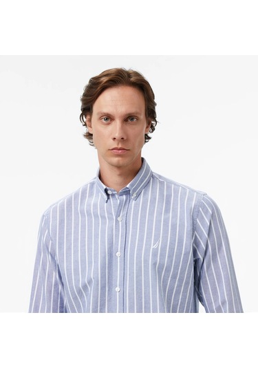 Nautica Classic Fit Erkek Çizgili Gömlek W57405t Lacivert