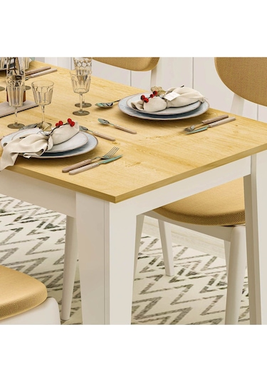 Şimal Yemek Masası 120x72 Beyaz - Safir Meşe