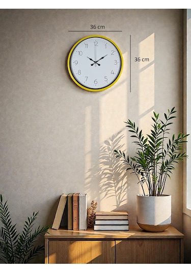 36 Cm Standart Sarı Duvar Saati Renkli 10993288
