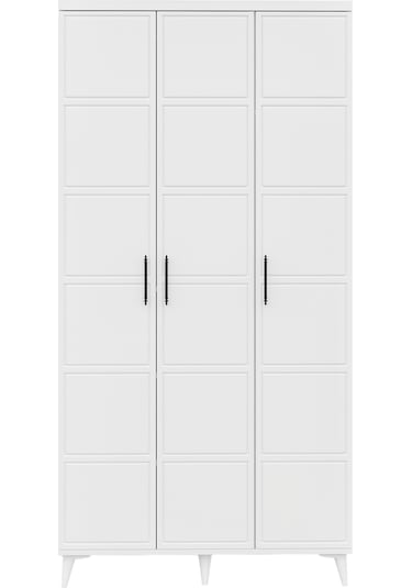 GuneyStore Milano 3 Kapaklı Komple Mdf Beyaz Gardırop