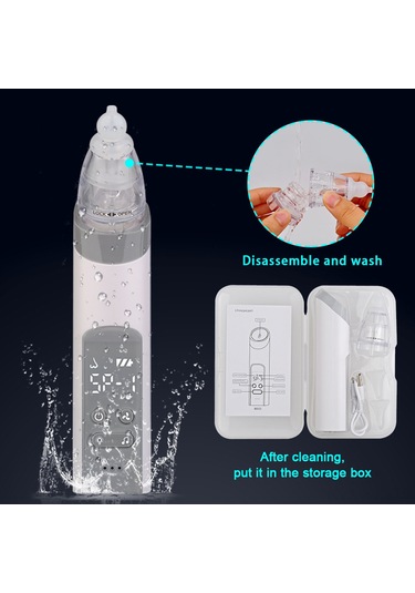 Gajeena Beyaz Jyx-716a Elektrikli Bebek Burun Emici 3 Silikon Uç, 3 Seviye Emme Gücü Iç Led Işık Ve Müzik Dahili Batarya