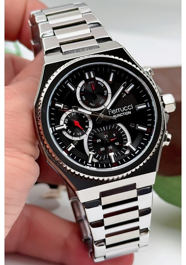 Ferrucci Function Erkek Kol Saati, Çelik Kordon & Özel Tasarım, 3atm Suya Dayanıklı Gümüş-siyah Sdfe Gümüş - Siyah