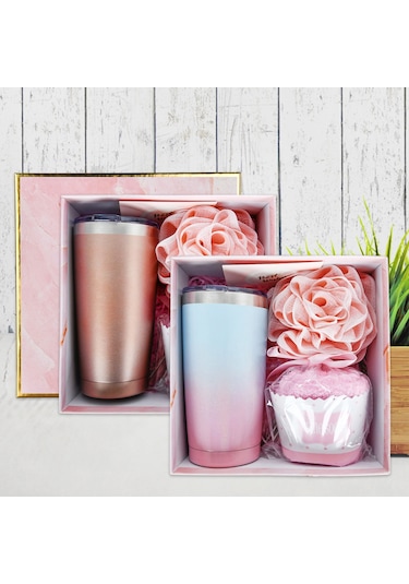Ruicoo Termoslu Paslanmaz Çelik Kahve Kupası Seti - 20oz Hediye Paketi Kupa, Kapak, Çorap, Banyo Topu, Kart Diğer