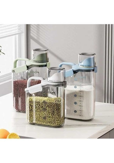 Pazly 1600ml Hava Geçirmez Evcil Hayvan Maması Saklama Kabı, Ölçü Kaplarıyla, Mavi Mavi