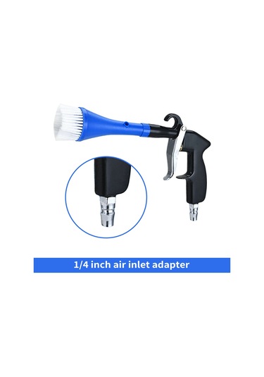 Xindoker Abs Ve Paslanmaz Çelik Araç İç Temizlik Silahı - Fırça Ve Toz Blower Özellikli 2 Ağızlı Temizleyici Mavi