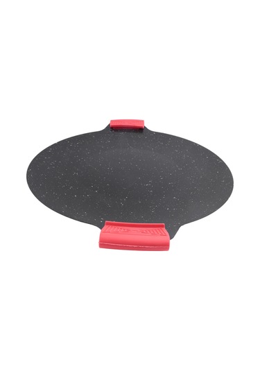 34cm Açık Hava Kamp Izgara Plakası Yapışmaz Kore Barbekü Plakası Siyah