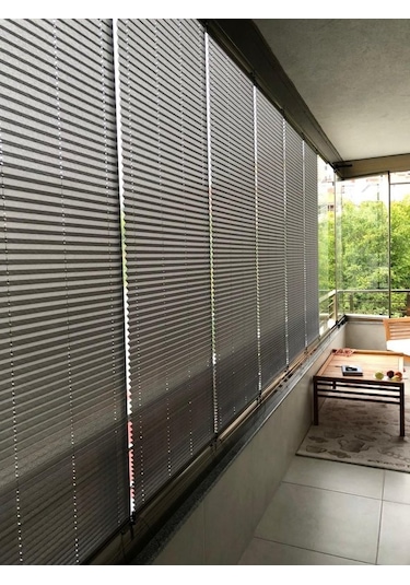 Koyu Gri 09-13 Plise Perde - Katlanır Cam Balkon Perdesi Koyugri