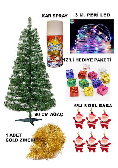 90 Cm Yılbaşı Çam Ağaç Seti Ve Yılbaşı Süsleri Paketi , Yılbaşı