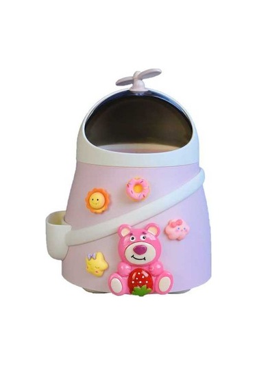 Dancemonkey Yaratıcı Ve Sevimli Pembe Masaüstü Çöp Kovası - Dekoratif Mini Çöp Kutusu Pembe