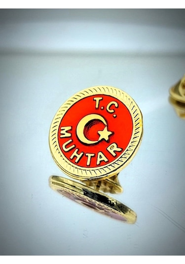 Yörük Tasarım Muhtar Altın Kaplama Mine Boyalı Yaka Rozeti
