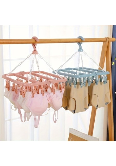 Cordial Mavi, 32 Askılı Döner Çamaşır Askısı - Çorap, İç Çamaşırı Kurutma Raftası Mavi