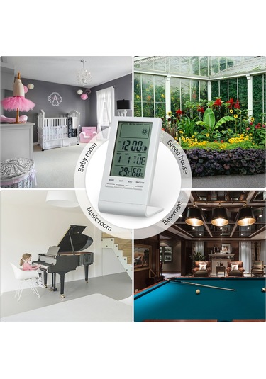 Suofeng Ev İçi Mini Dijital Sicaklık Ve Nem Ölçer, Hava Tahmini, Saat-tarih Gösterici, Beyaz Cx-220 Pil Dahil Değil