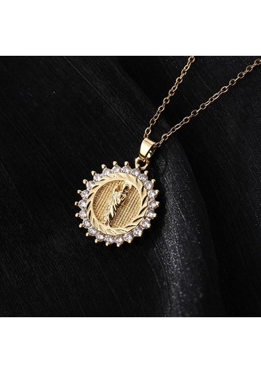 Dini Bakır Mikro Mıhlanmış Renkli Zirkon Taşlı Pandantif, Kadın Takısı, Katolik Meryem Ana Kolyesi D Altın