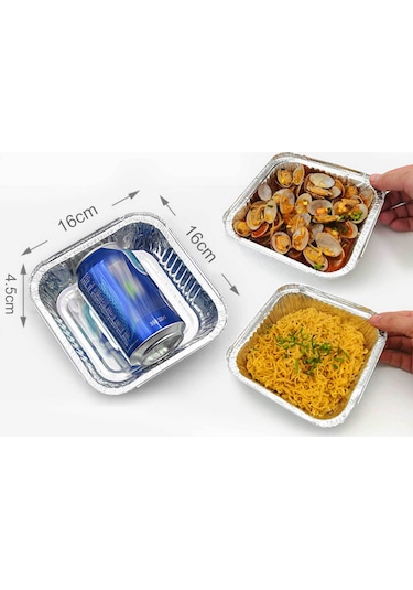 Vkemall 50 Adet Tek Kullandım Alüminyum Folyo Kutu - 16x16x4.5cm Izgara, Fırın, Balık Pişirme İçin Yağak Tutucu Çok Renkli