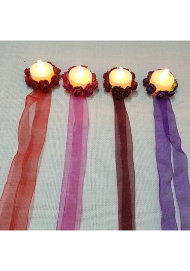 Led Işıklı Kına Gecesi Mumu El Gülü Kağıt Güllü 10 Lu