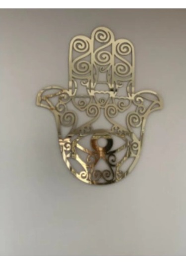 Hamsa Fatma Ana Eli Ahşap Mdf Üzeri Gold Pleksi