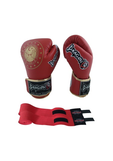 Martina Muay Thai Federasyon Onaylı Müsabaka Eldiveni Ve Whiteface Bandaj 2'li Set Kırmızı