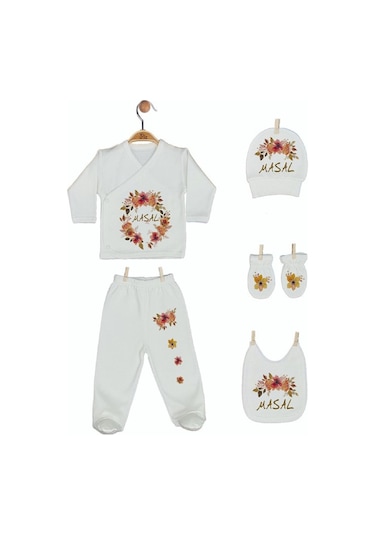 Pia Baby Gl 1929-05 İsme Özel Beşli Zıbın Set Krem