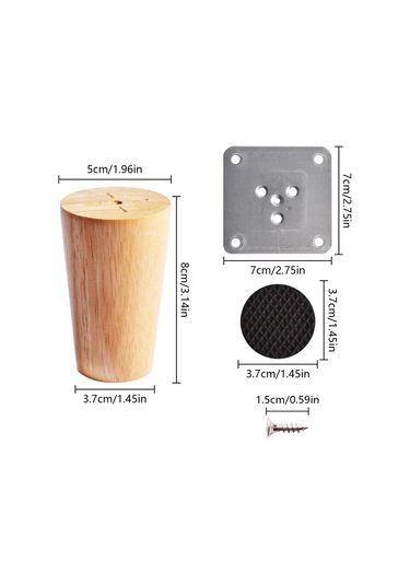 4 Adet 8 Cm Masif Ahşap Dolap Ayak Desteği Ahşap Mobilya Ayakları, Montaj Plakası, Vidalar Ve Sabit Plaka İle Masif Ahşap Yedek Ayaklar Diğer