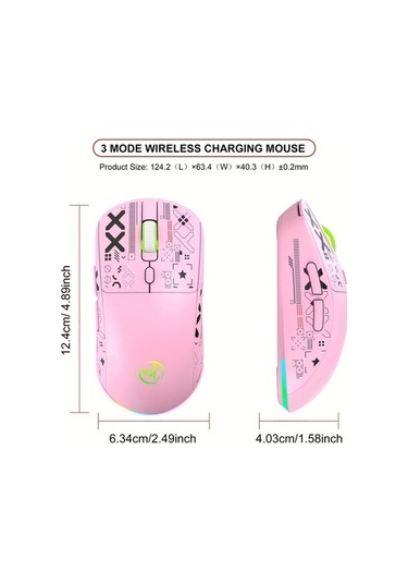 Besthome1 Hxsj T90 Pembe Uc Modlu Kablosuz Fare Rgb Isik Dahili Sol Sag Tus Sessiz Optik Fare Ev Ofis Oyun Diğer