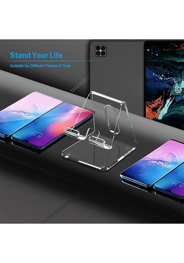 Şeffaf Akrilik Cep Telefonu Standı Masa Yerleştirme Tutucu Akıllı Telefon İçin Evrensel Masaüstü Şarj Cihazı Desteği Telefon Montajı A1