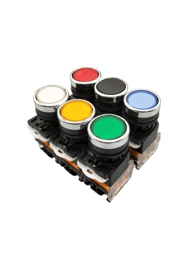 Onoff Anlık/mandal Push Düğmesi Anahtarı 22mm 4 Vidalar Dairesel Küçük Boyut Düz Yuvarlak Panel Kesim La3811bn Kırmızı, Selfreset