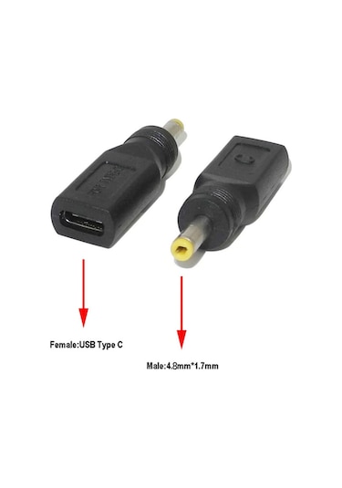Wozlo Type-C to 4.8 x 1.7 MM Laptop Şarj Güç Adaptörü
